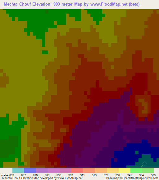 Mechta Chouf,Algeria Elevation Map