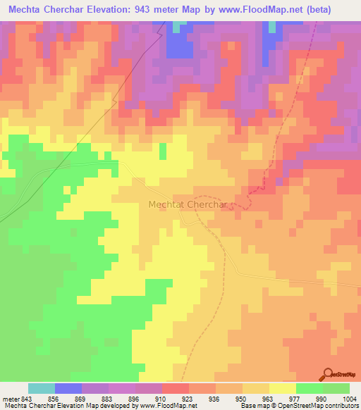 Mechta Cherchar,Algeria Elevation Map