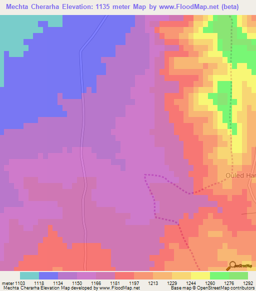 Mechta Cherarha,Algeria Elevation Map