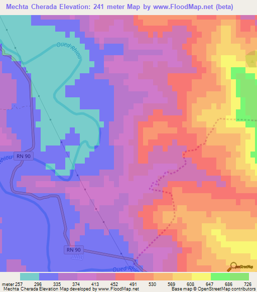 Mechta Cherada,Algeria Elevation Map