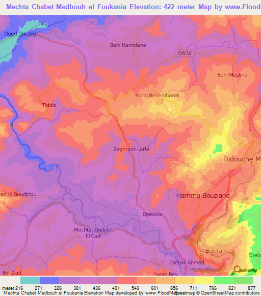 Mechta Chabet Medbouh el Foukania,Algeria Elevation Map