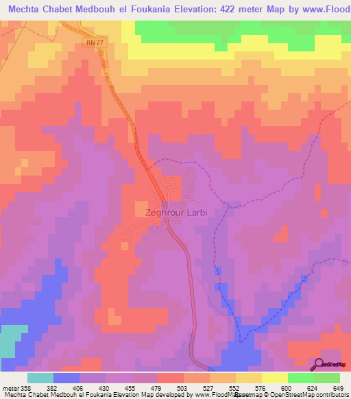 Mechta Chabet Medbouh el Foukania,Algeria Elevation Map