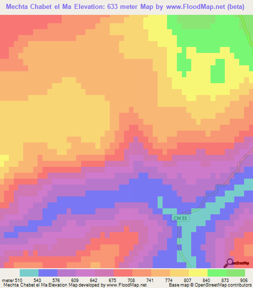 Mechta Chabet el Ma,Algeria Elevation Map