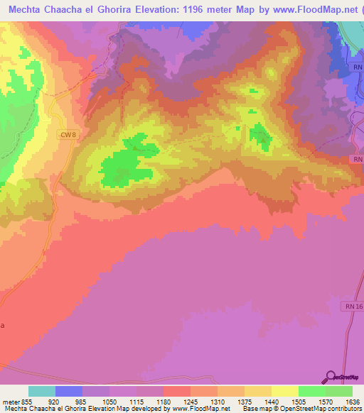 Mechta Chaacha el Ghorira,Algeria Elevation Map