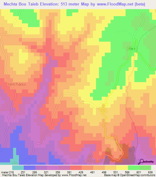 Mechta Bou Taieb,Algeria Elevation Map