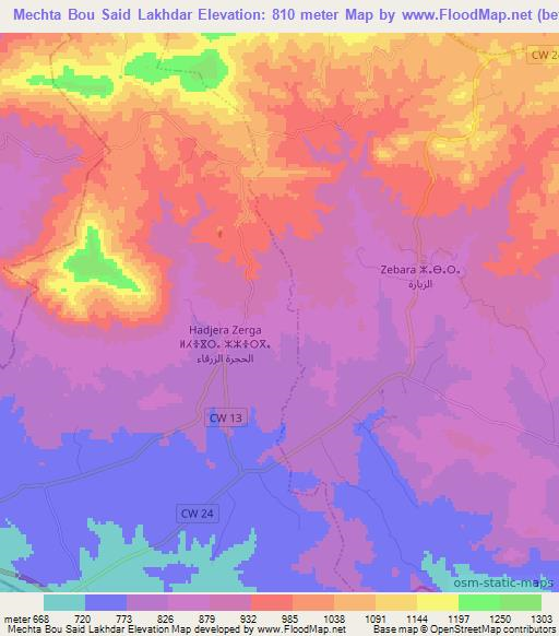 Mechta Bou Said Lakhdar,Algeria Elevation Map