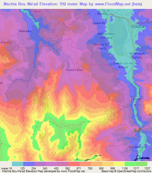 Mechta Bou Ma'ad,Algeria Elevation Map