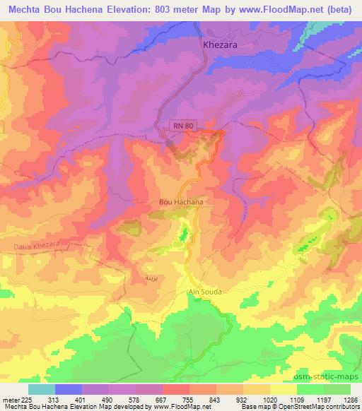 Mechta Bou Hachena,Algeria Elevation Map