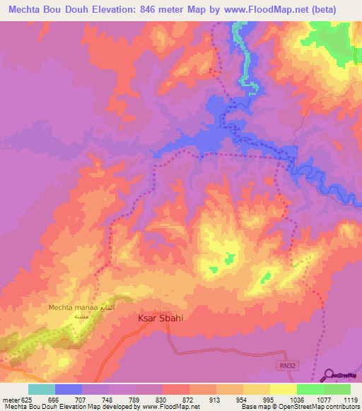 Mechta Bou Douh,Algeria Elevation Map