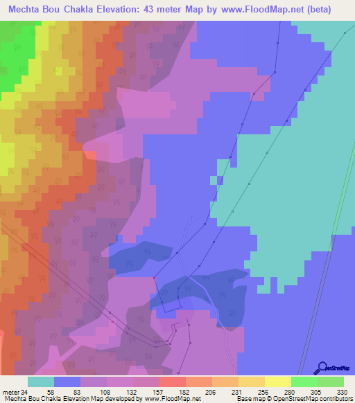 Mechta Bou Chakla,Algeria Elevation Map
