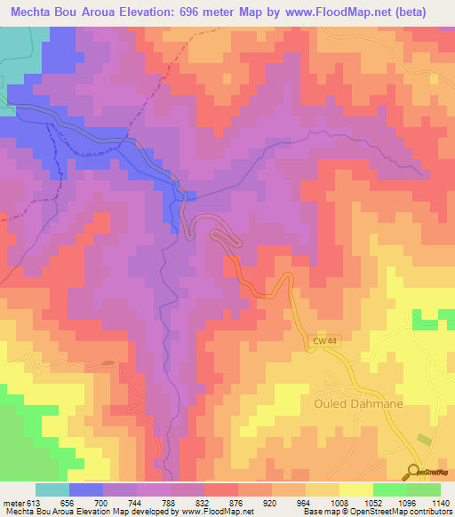 Mechta Bou Aroua,Algeria Elevation Map