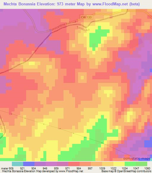 Mechta Bonassia,Algeria Elevation Map