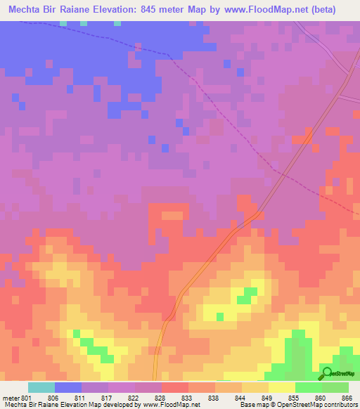 Mechta Bir Raiane,Algeria Elevation Map