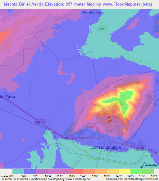 Mechta Bir el Askria,Algeria Elevation Map