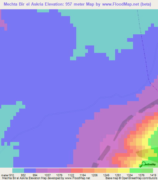 Mechta Bir el Askria,Algeria Elevation Map