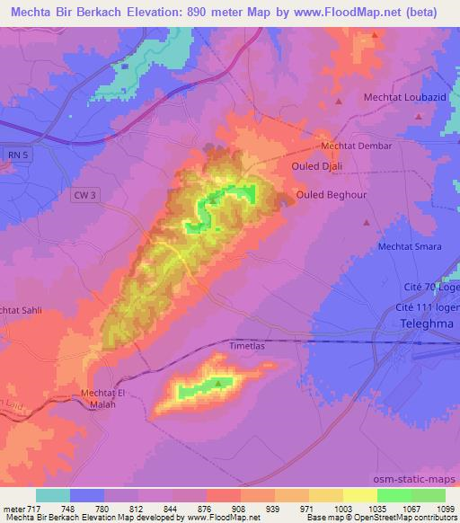 Mechta Bir Berkach,Algeria Elevation Map