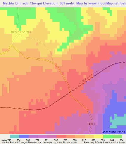 Mechta Bhir ech Chergui,Algeria Elevation Map