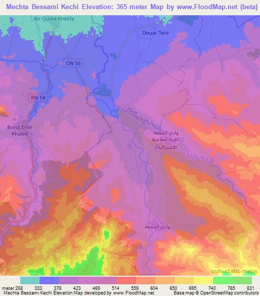 Mechta Bessami Kechi,Algeria Elevation Map