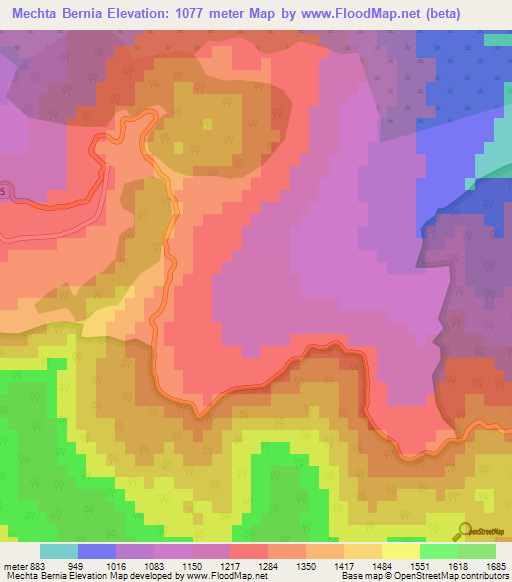 Mechta Bernia,Algeria Elevation Map