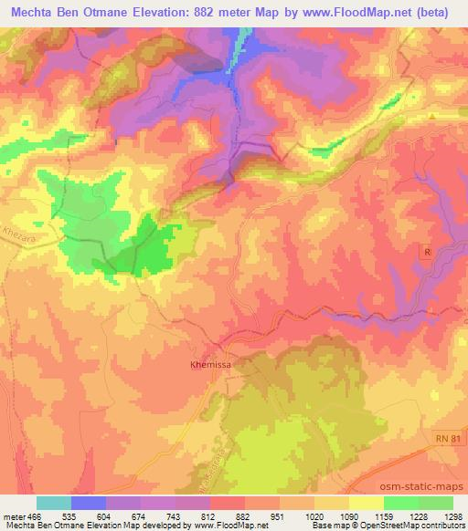 Mechta Ben Otmane,Algeria Elevation Map