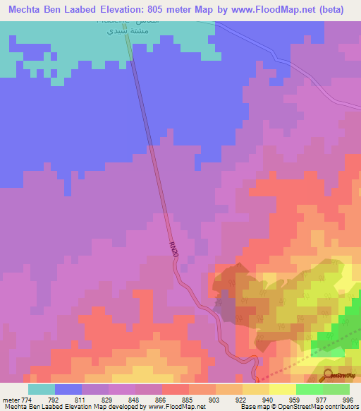 Mechta Ben Laabed,Algeria Elevation Map