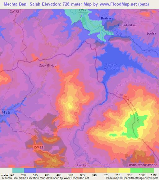 Mechta Beni Salah,Algeria Elevation Map