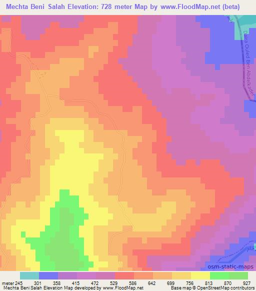 Mechta Beni Salah,Algeria Elevation Map