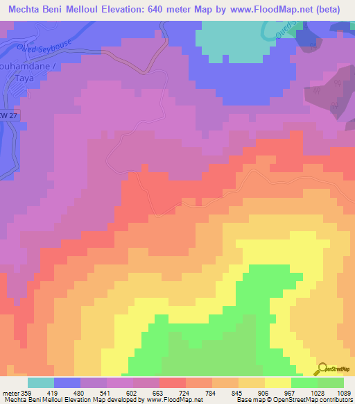 Mechta Beni Melloul,Algeria Elevation Map