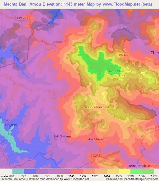 Mechta Beni Amou,Algeria Elevation Map