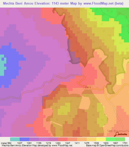 Mechta Beni Amou,Algeria Elevation Map