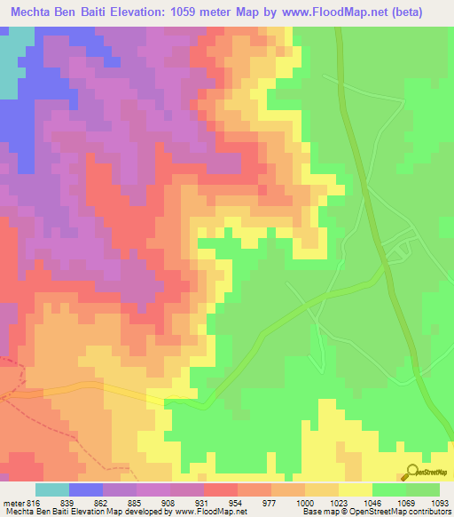 Mechta Ben Baiti,Algeria Elevation Map