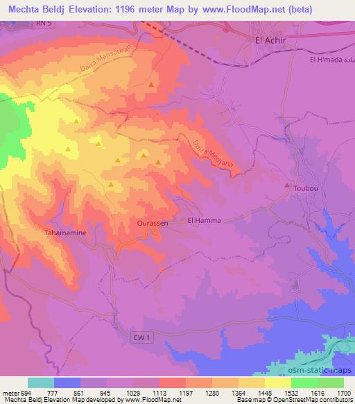 Mechta Beldj,Algeria Elevation Map
