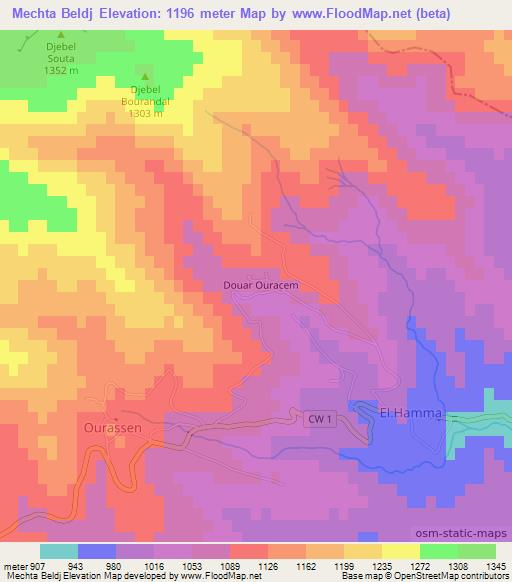 Mechta Beldj,Algeria Elevation Map