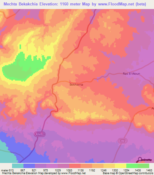 Mechta Bekakchia,Algeria Elevation Map