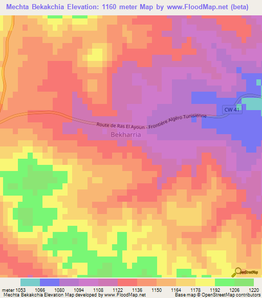 Mechta Bekakchia,Algeria Elevation Map
