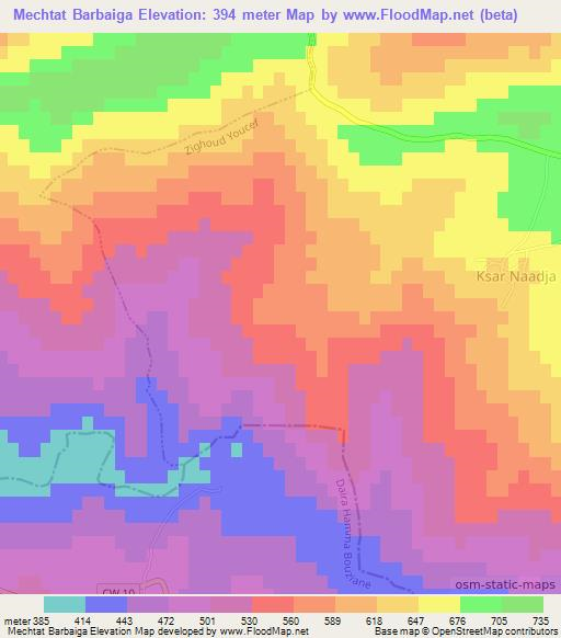 Mechtat Barbaiga,Algeria Elevation Map