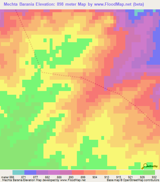 Mechta Barania,Algeria Elevation Map