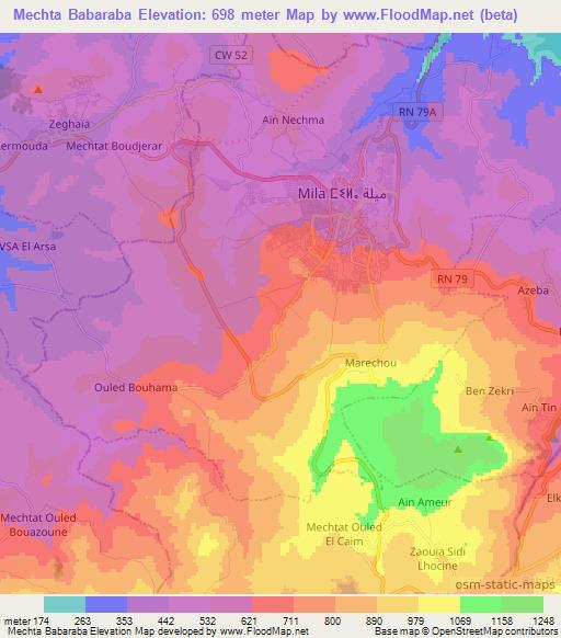 Mechta Babaraba,Algeria Elevation Map