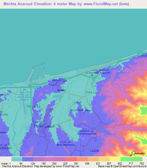 Mechta Azaroud,Algeria Elevation Map
