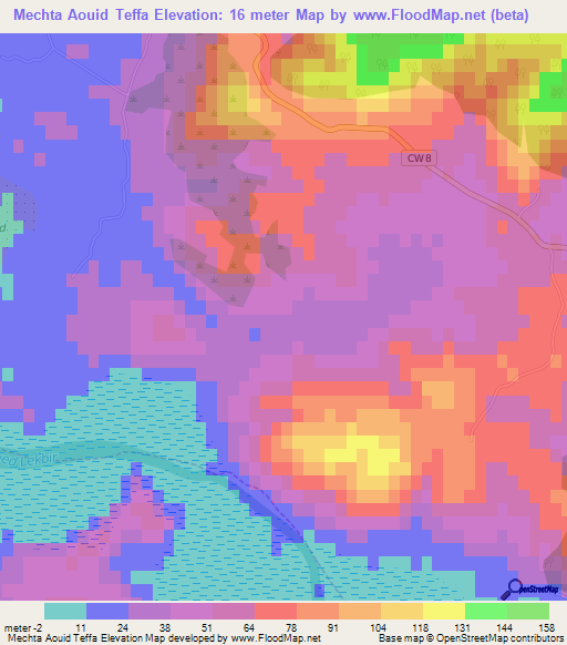 Mechta Aouid Teffa,Algeria Elevation Map