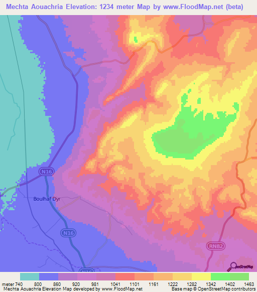 Mechta Aouachria,Algeria Elevation Map