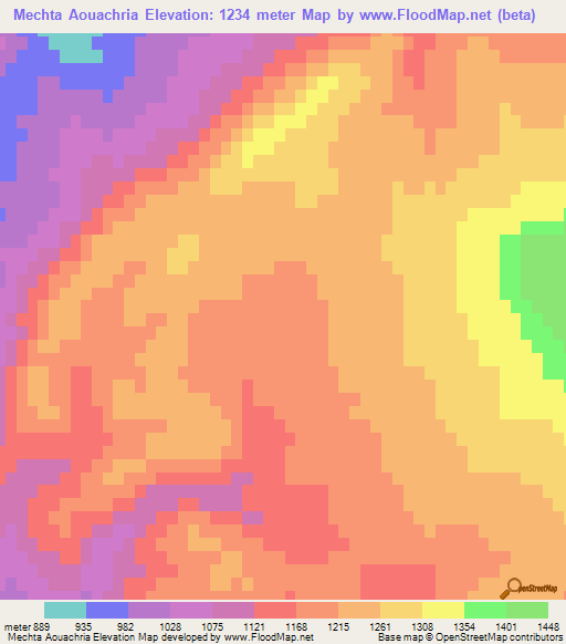 Mechta Aouachria,Algeria Elevation Map