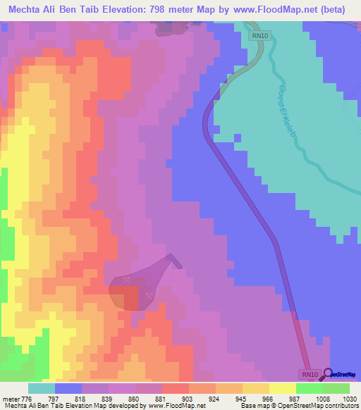 Mechta Ali Ben Taib,Algeria Elevation Map