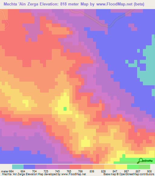 Mechta 'Ain Zerga,Algeria Elevation Map