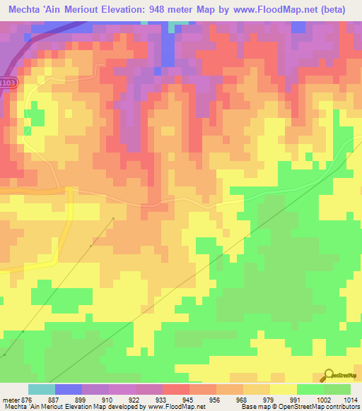 Mechta 'Ain Meriout,Algeria Elevation Map