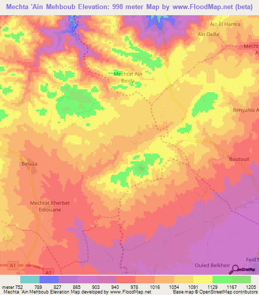 Mechta 'Ain Mehboub,Algeria Elevation Map