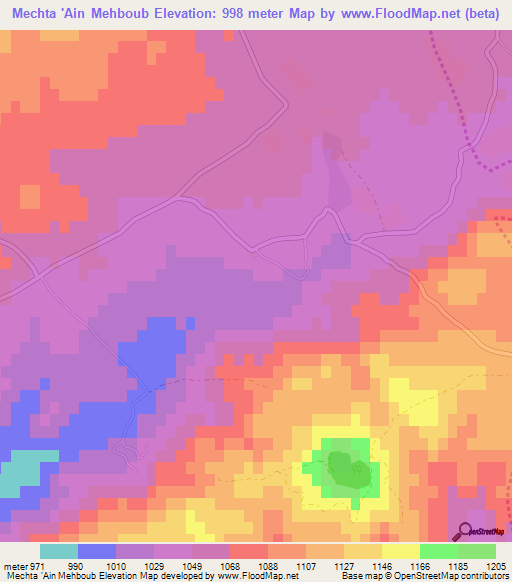 Mechta 'Ain Mehboub,Algeria Elevation Map