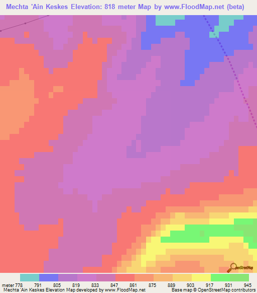 Mechta 'Ain Keskes,Algeria Elevation Map