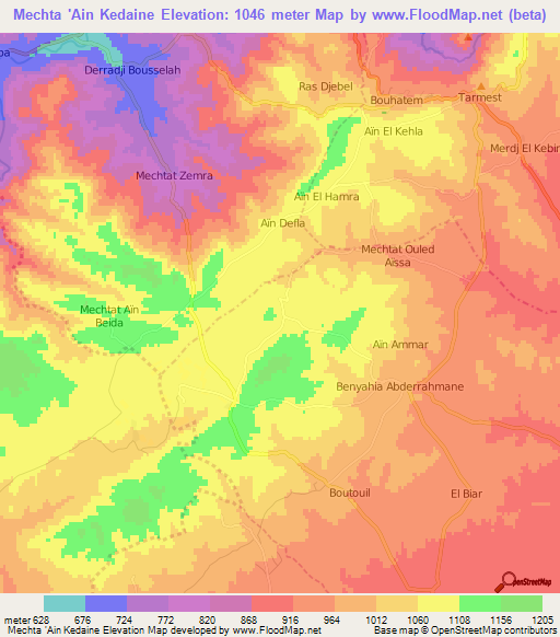 Mechta 'Ain Kedaine,Algeria Elevation Map