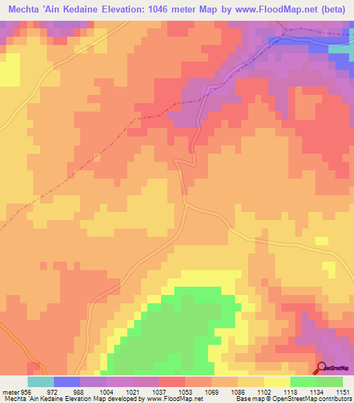 Mechta 'Ain Kedaine,Algeria Elevation Map